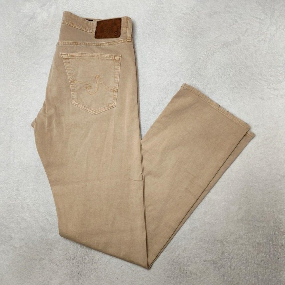 AG Adriano Goldschmied Jeans Mens 32x34 Beige Slim Straight Denim Stretch